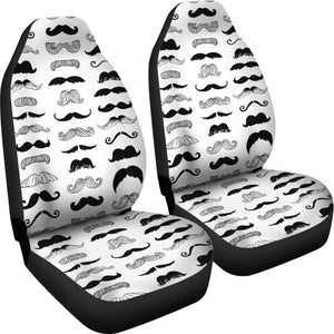 Mustache Beard Pattern Print Design 04 Universal Fit Car Seat Covers