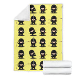 Cute Ninja Yellow Background Premium Blanket