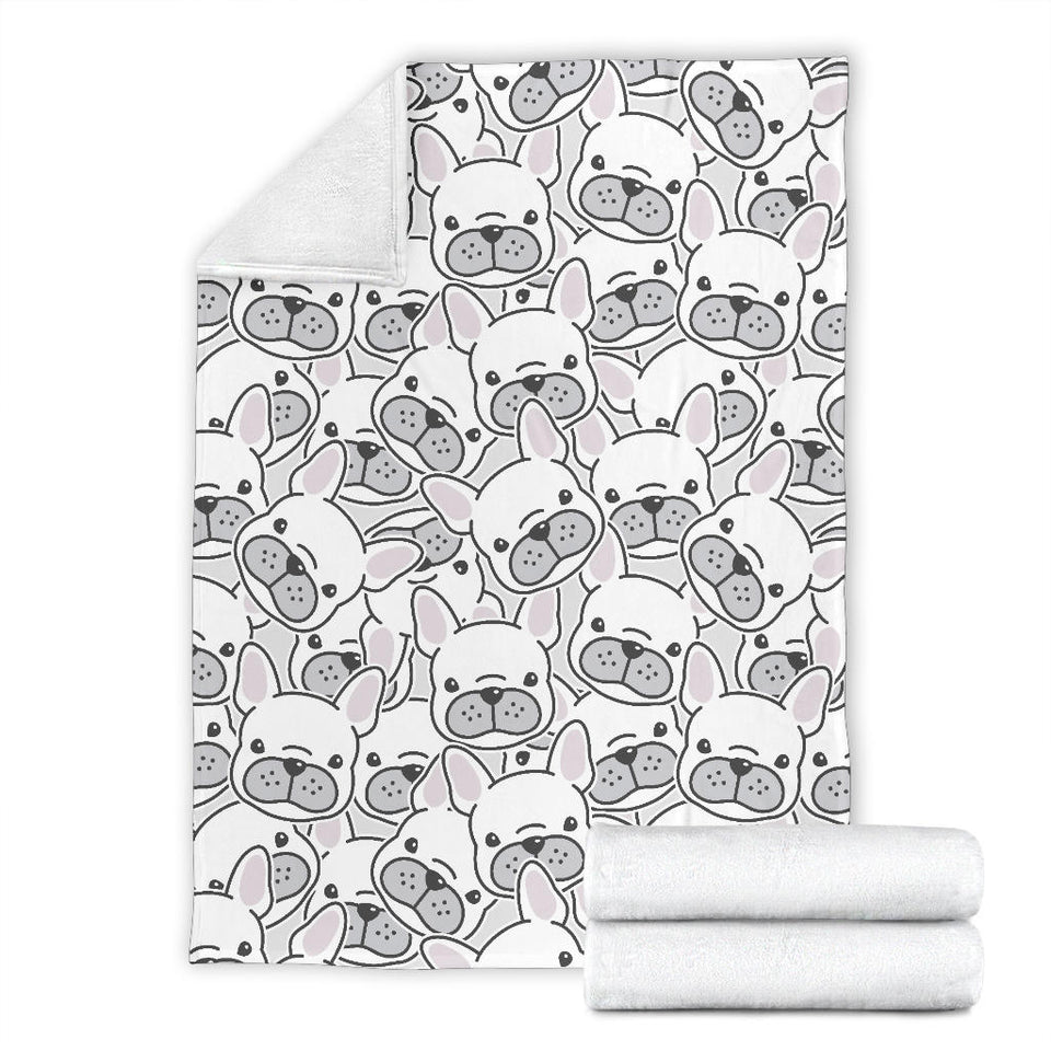Cute French Bulldog Head Pattern Premium Blanket