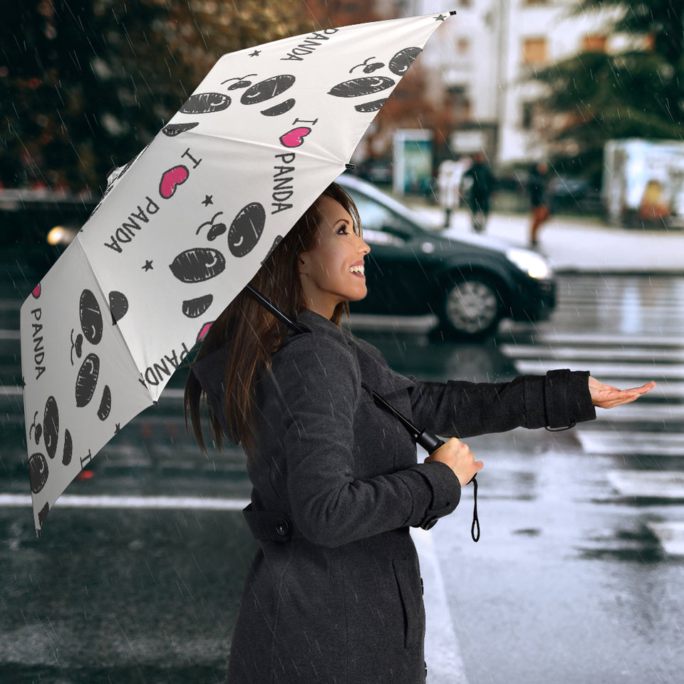 Hand Drawn Faces Of Pandas Pattern Umbrella