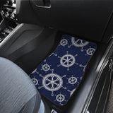 Nautical Steering Wheel Design Pattern Front And Back Car Mats
