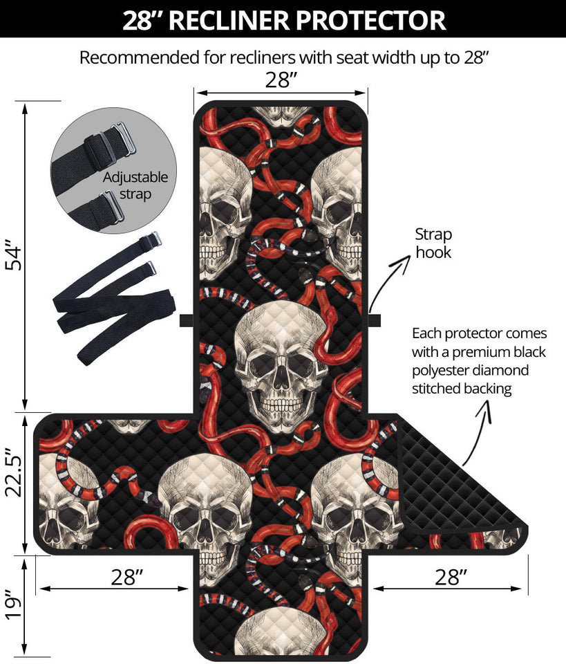 Red snake skull pattern Recliner Cover Protector
