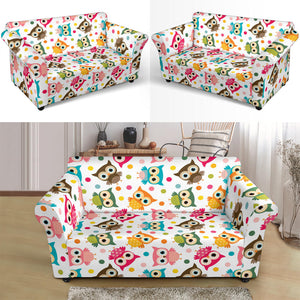 Color Cute Owl Pattern Loveseat Couch Slipcover