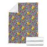 Cute Yellow Monkey Leaves Pattern Premium Blanket