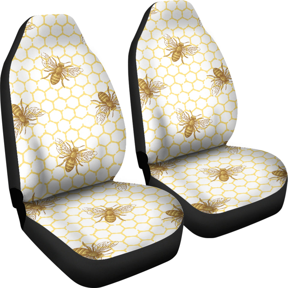 Bee Honeycomb Seamless Design Pattern  Universal Fit Car Seat Covers