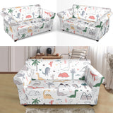 Cute Cartoon Dinosaurs Tree Pattern Loveseat Couch Slipcover