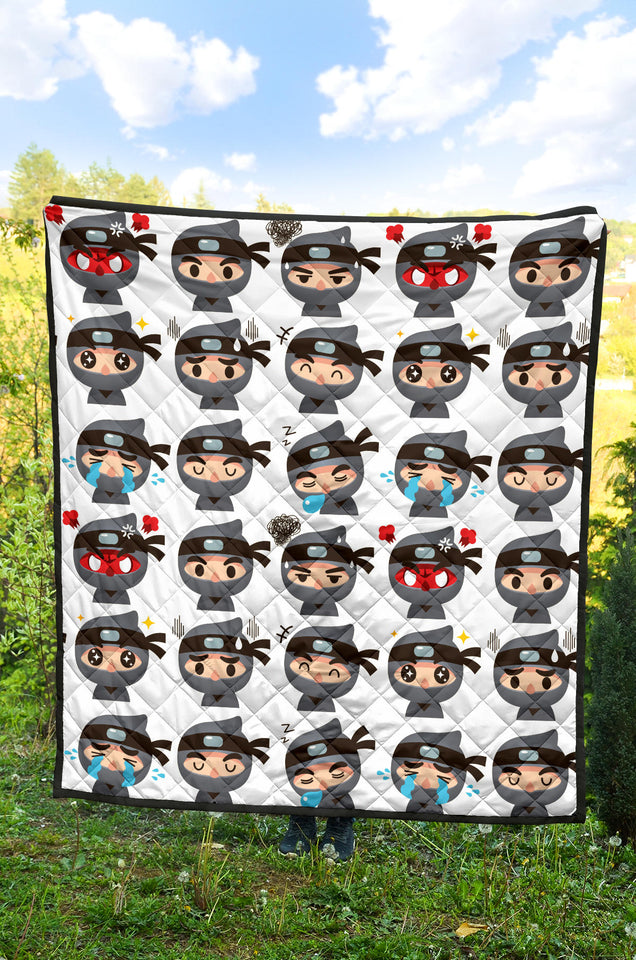Cute Ninja Design Pattern Premium Quilt