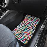 Colorful Zebra Skin Pattern Front And Back Car Mats