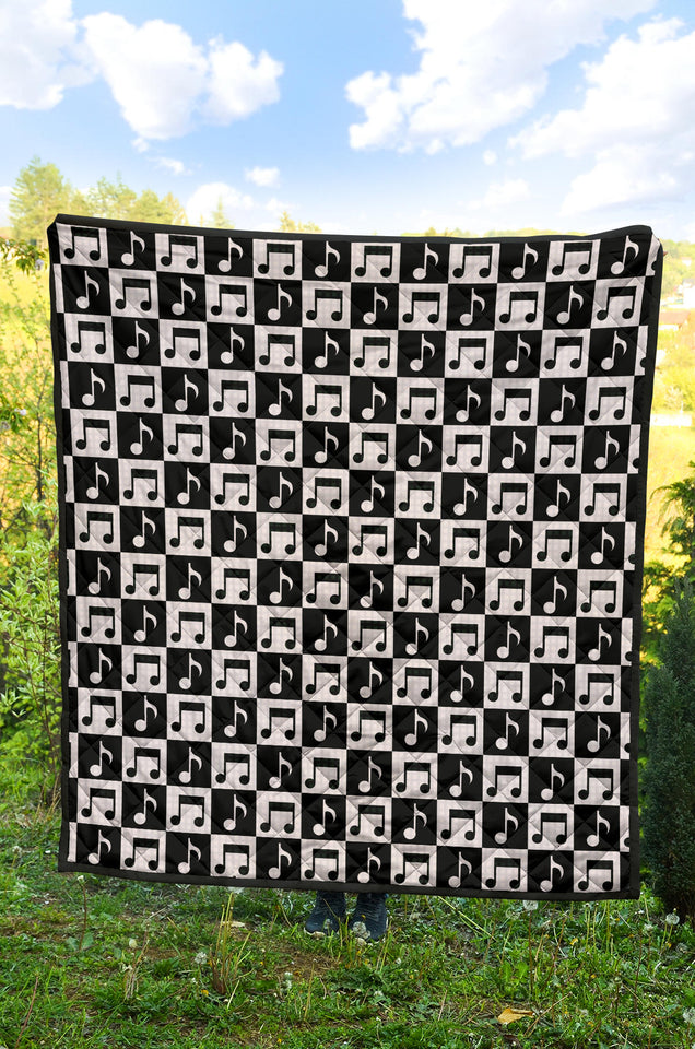 Music Notes Pattern Print Design 01 Premium Quilt