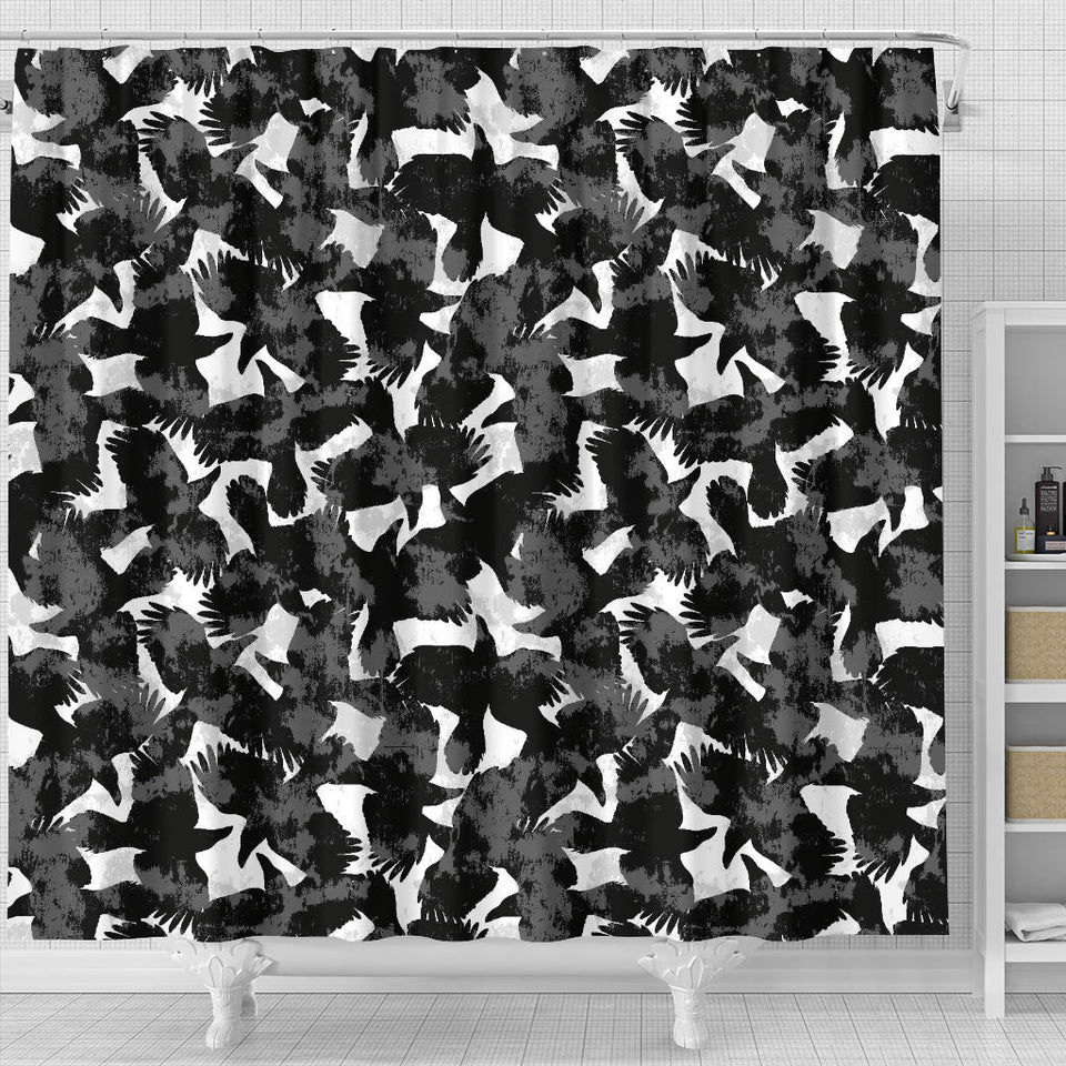 Crow Illustration Pattern Shower Curtain Fulfilled In US