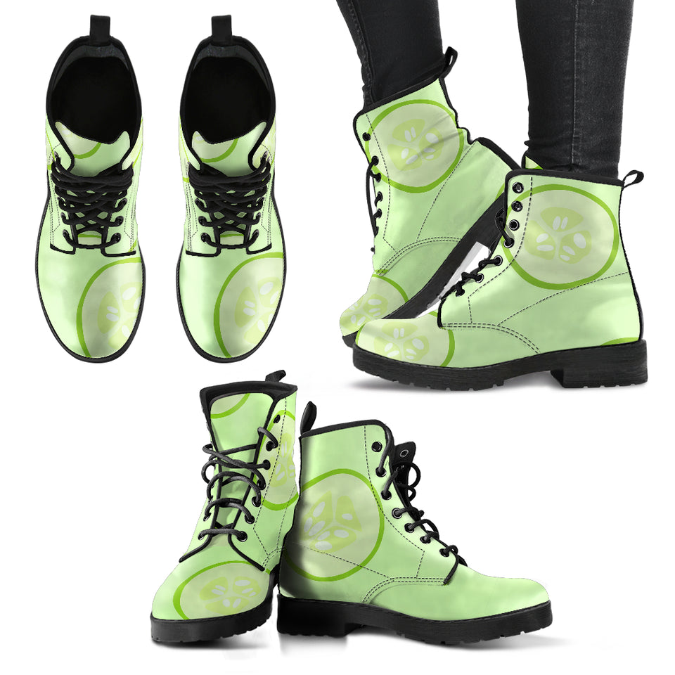 Cucumber Pattern Leather Boots