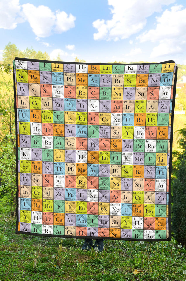Chemistry Periodic Table Pattern Print Design 01 Premium Quilt