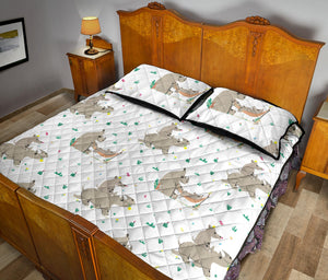 Cute Rhino pattern background Quilt Bed Set