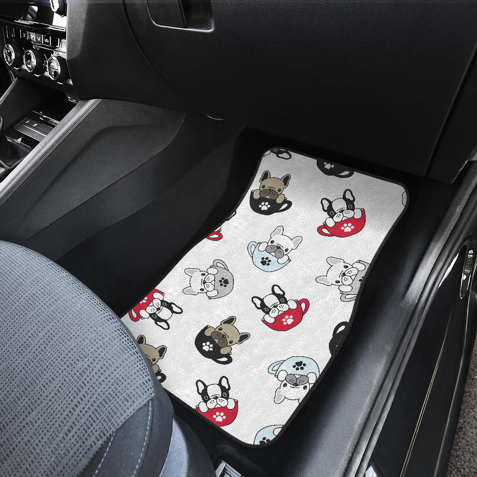 French Bulldog Cup Paw Pattern Front And Back Car Mats