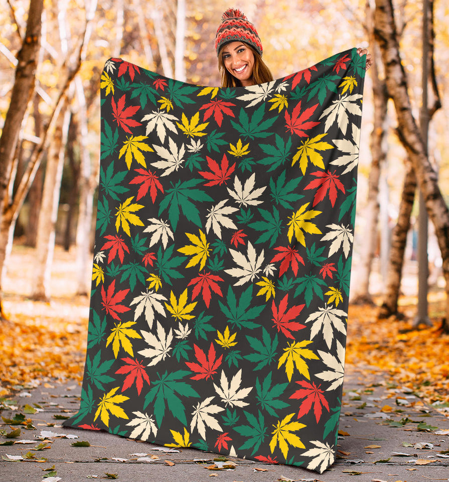 Canabis Marijuana Weed Pattern Print Design 02 Premium Blanket