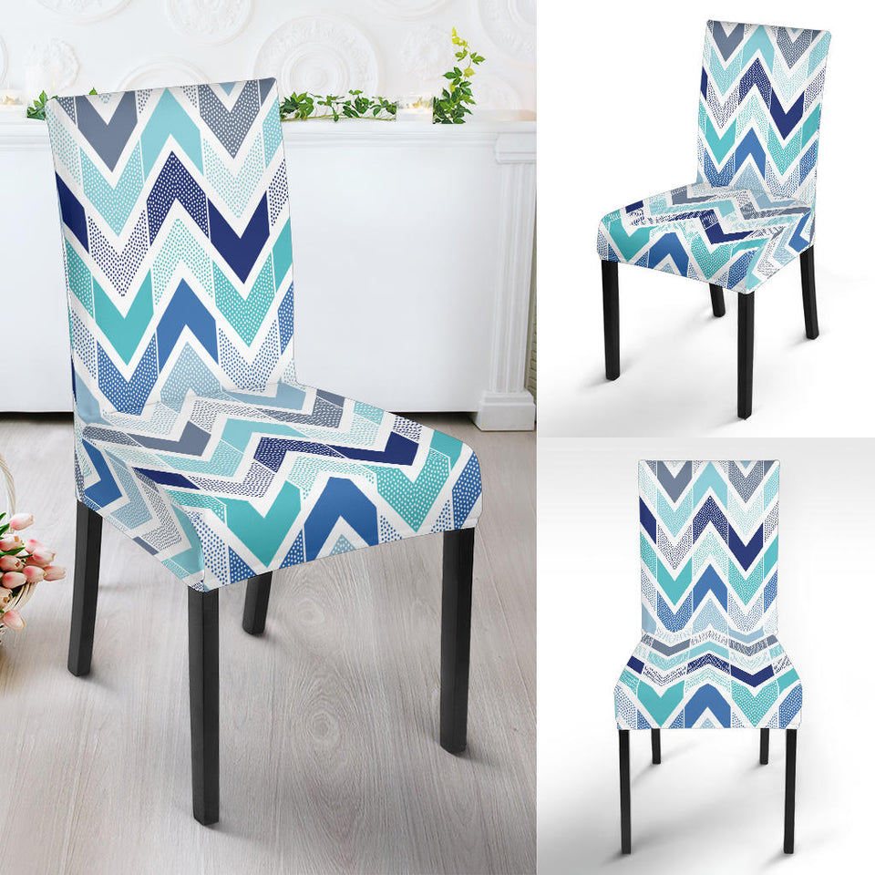 Zigzag  Chevron Blue Pattern Dining Chair Slipcover