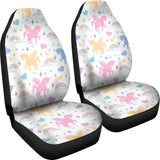 Colorful Unicorn Rainbow Heart Pattern  Universal Fit Car Seat Covers