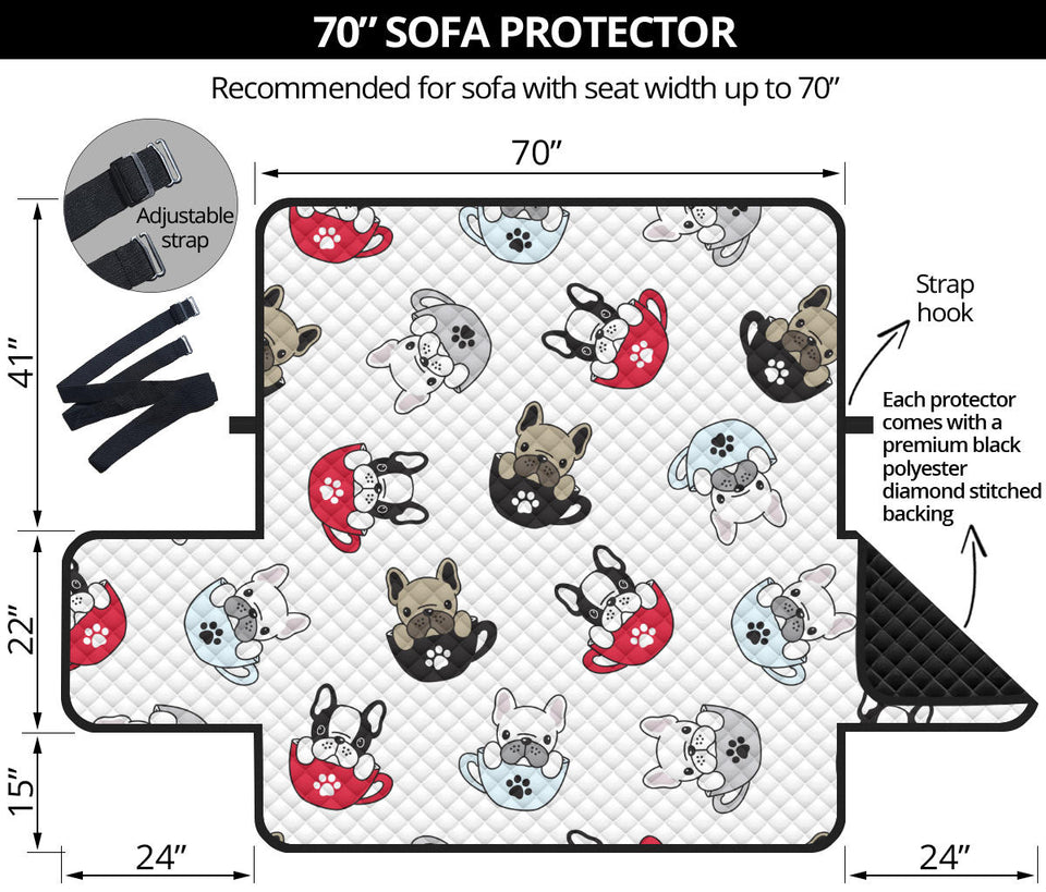 French bulldog cup paw pattern Sofa Cover Protector