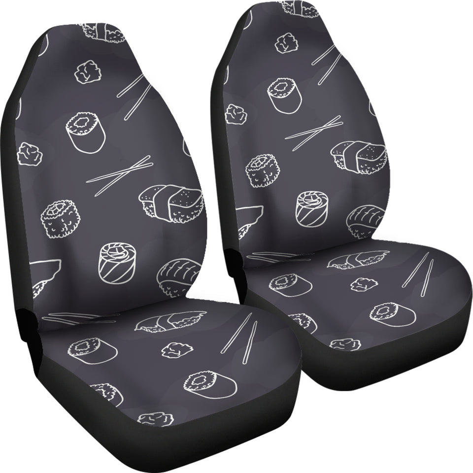 Sushi Pattern Black Background  Universal Fit Car Seat Covers