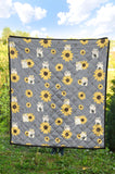 Cute Hamster Sunflower Pattern Background Premium Quilt