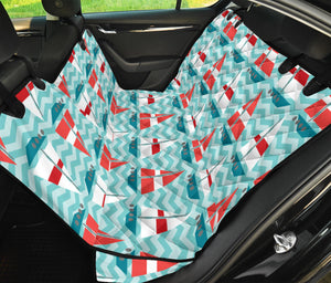 Red White Sailboat Wave Background Dog Car Seat Covers