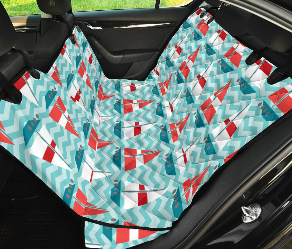 Red White Sailboat Wave Background Dog Car Seat Covers