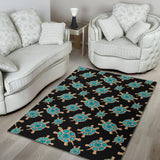 Sea Turtle Blue Stone Pattern Area Rug