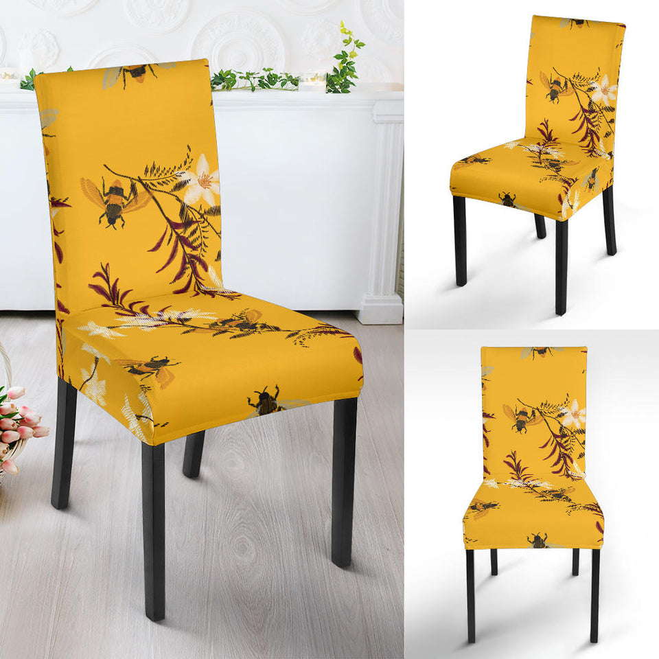 Bee Flower Pattern Dining Chair Slipcover