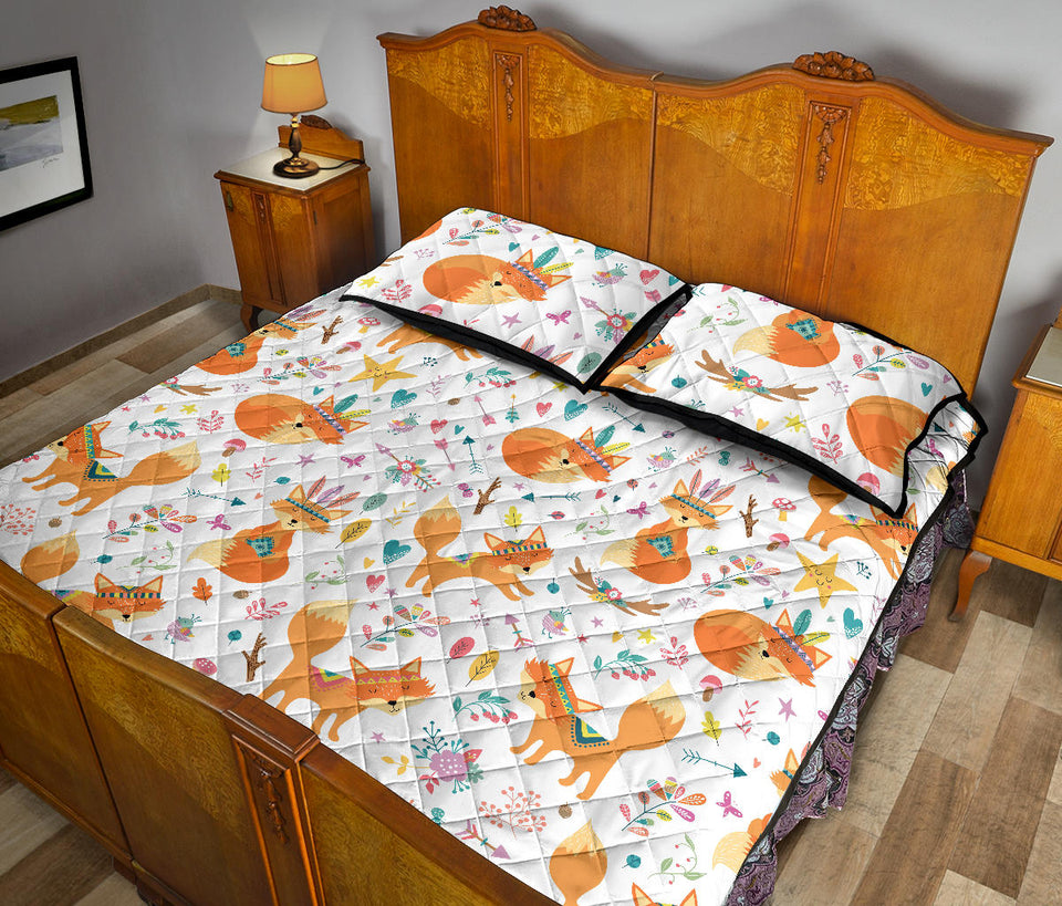 cute tribal fox pattern Quilt Bed Set