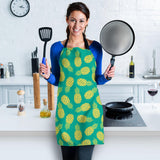 Pineapples Pattern Green Background Adjustable Apron