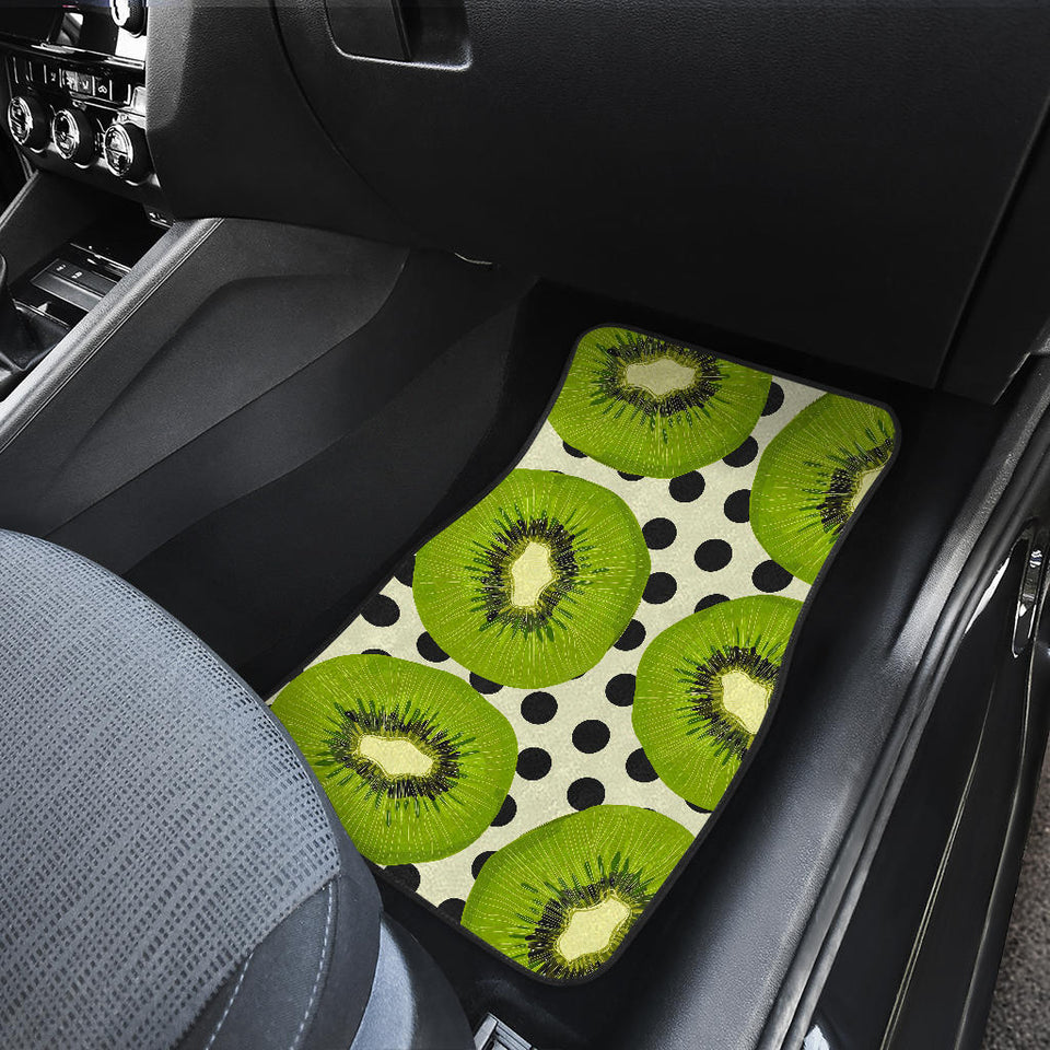 Kiwi Black Dot Background Front Car Mats