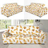 Golden Retriever Pattern Print Design 05 Sofa Slipcover