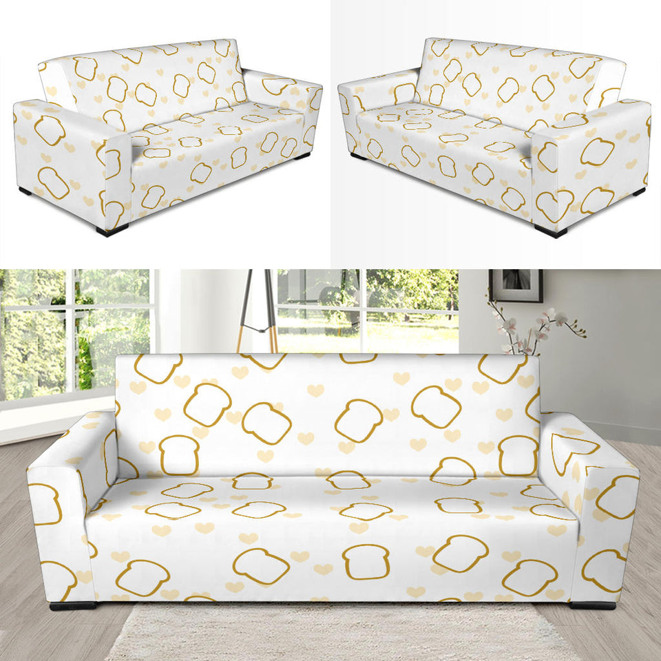 Bread Toast Pattern Print Design 01 Sofa Slipcover