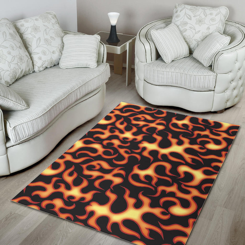 Fire Flame Dark Pattern Area Rug