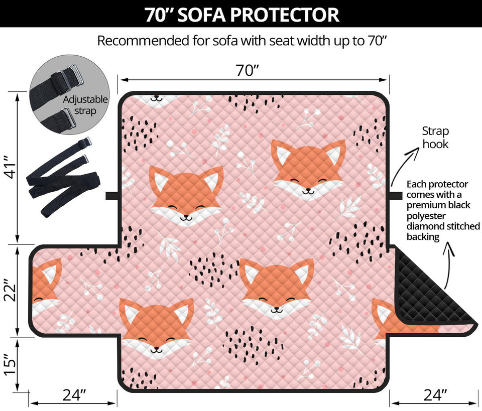 Cute fox pattern pink background Sofa Cover Protector