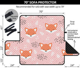 Cute fox pattern pink background Sofa Cover Protector