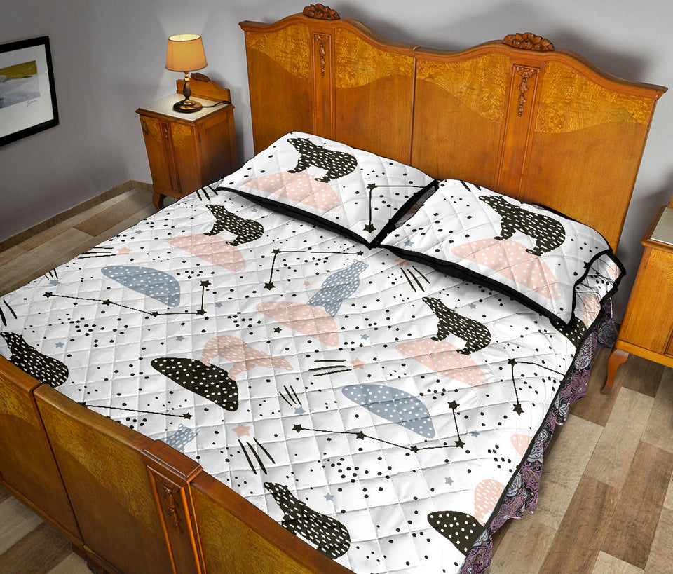 Polar bears star poka dot pattern Quilt Bed Set