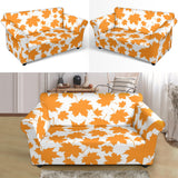 Orange Maple Leaf Pattern Loveseat Couch Slipcover