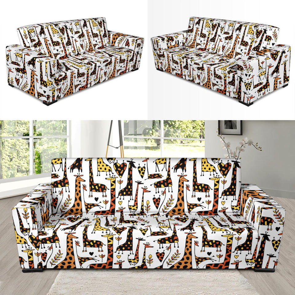 Giraffe Pattern Print Design 05 Sofa Slipcover
