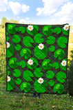 Frog Waterlily Pattern Premium Quilt