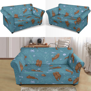 Sea Otters Pattern Loveseat Couch Slipcover