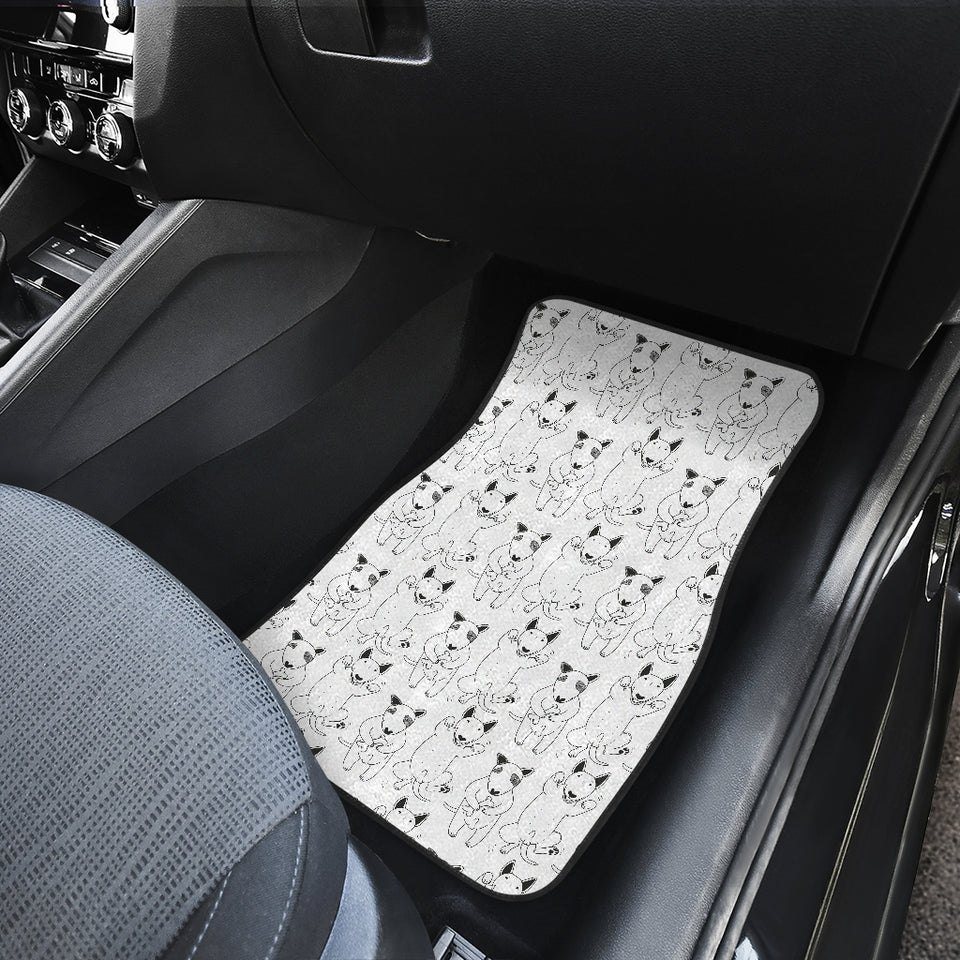 Bull Terrier Pattern Print Design 02 Front and Back Car Mats