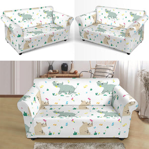 Cute Rhino Pattern Loveseat Couch Slipcover