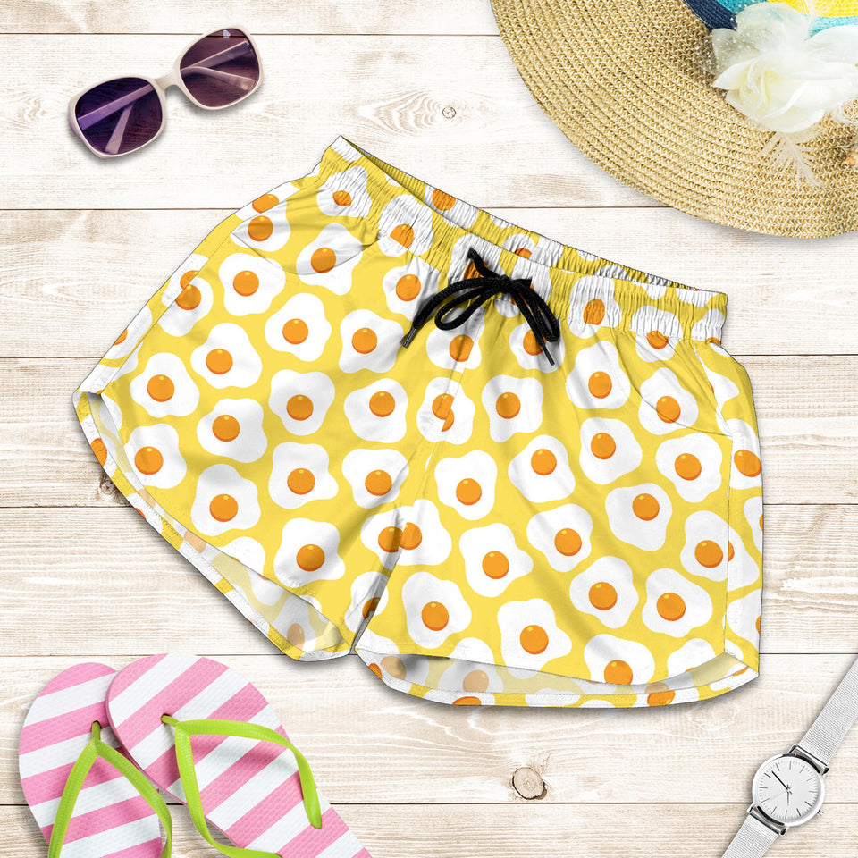 Fried Eggs Pattern Print Design 05 Women Shorts