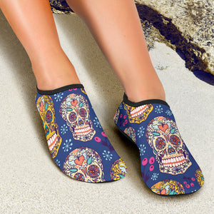 Sugar Skull Flower Pattern Aqua Shoes