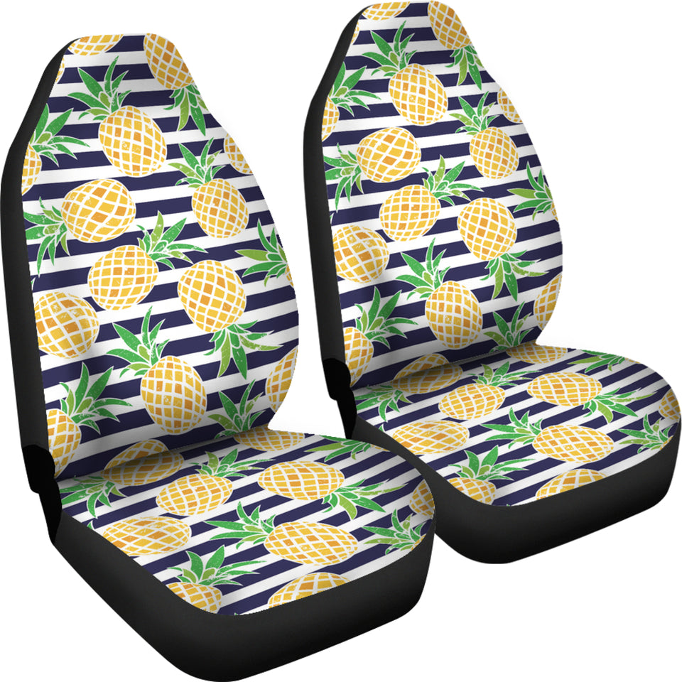 Pineapples Pattern Striped Background  Universal Fit Car Seat Covers