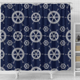Nautical Steering Wheel Design Pattern Shower Curtain Fulfilled In US