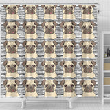 Happy Pug Pattern Shower Curtain Fulfilled In US