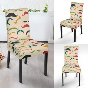 Mustache Beard Pattern Print Design 03 Dining Chair Slipcover