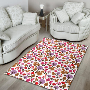 Squirrel Pattern Print Design 02 Area Rug